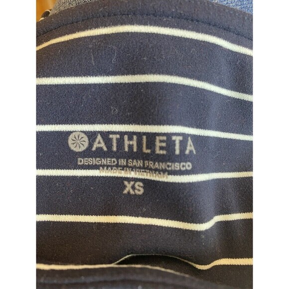 Athleta Leggings Womens Extra Small Blue Stripe Contender 7/8 Powerlift Gym Run - Picture 5 of 6